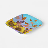 ヒマワリとチョウチョウカラフルイエローブラウン ペーパープレート (傾斜あり)