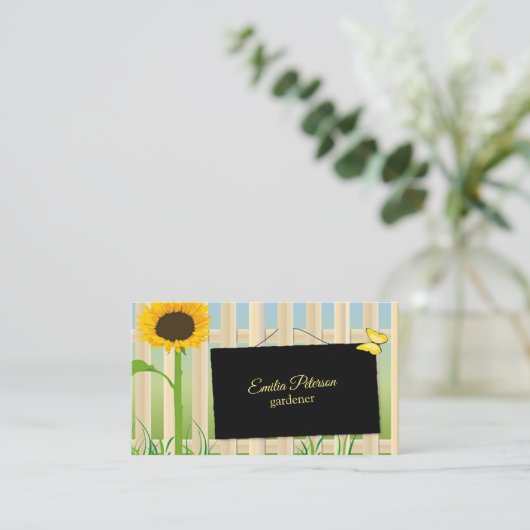 ヒマワリとチョウ 名刺 (スタンド正面)