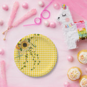 ヒマワリとツタの花束 ペーパープレート (パーティー)