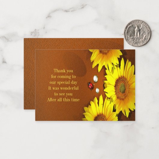 ヒマワリとテンジウムシのサンキューカード ノートカード (正面/裏面インサイチュ)