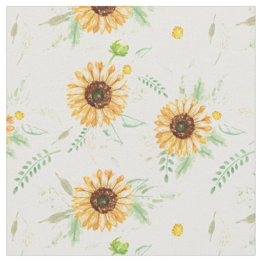 ヒマワリとデイジー ファブリック (クローズアップ)