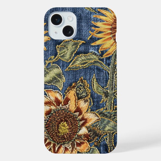 ヒマワリとデニムiPhoneケース iPhoneケース (裏面)