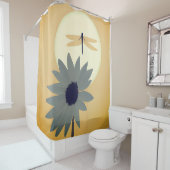 ヒマワリとトンボのミニマリスト シャワーカーテン (インサイチュ)