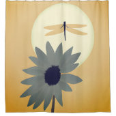 ヒマワリとトンボのミニマリスト シャワーカーテン (正面)