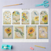 ヒマワリとトンボデザイン11 薄葉紙 (クラフト)