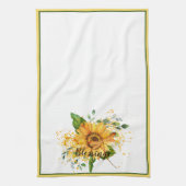 ヒマワリとトンボ(ばちゃばちゃ)跳ねる秋カスタム キッチンタオル (縦)