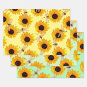 ヒマワリとトンボ ラッピングペーパーシート