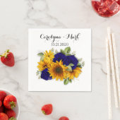 ヒマワリとネイビーバラボタニッ結婚クのナプキン スタンダードカクテルナプキン (インサイチュ)