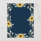 ヒマワリとネイビーブルー幾何結婚素朴体 エンクロージャーカード (裏面)