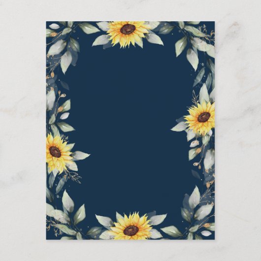 ヒマワリとネイビーブルー幾何結婚素朴体 エンクロージャーカード (裏面)