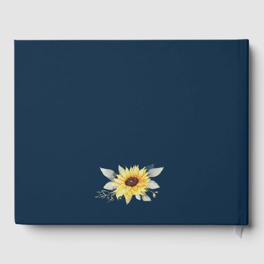 ヒマワリとネイビーブルー幾何結婚素朴体 ゲストブック (裏面)