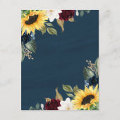 ヒマワリとネイビーブルー素朴ウォーター結婚カラー エンクロージャーカード (裏面)
