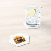 ヒマワリとハイランドの牛のイラストレーション ペーパーコースター (インサイチュ)