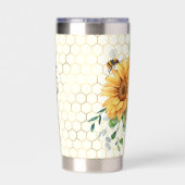 ヒマワリとハチカスタム類 保温保冷タンブラー (背面)