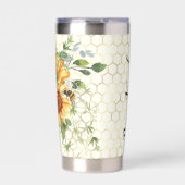 ヒマワリとハチカスタム類 保温保冷タンブラー (正面)