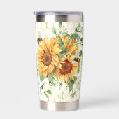 ヒマワリとハチカスタム類 保温保冷タンブラー (右面)