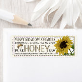 ヒマワリとハチミツのラベル縁ど破線 ラベル (インサイチュ)