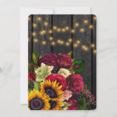 ヒマワリとバラのブルゴーニュ素朴秋の結婚式 招待状 (裏面)