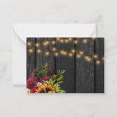 ヒマワリとバラの食事オプション結婚式RSVP ノートカード (裏面)