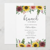 ヒマワリとバラブランチ&バブリーブライダルシャワー 招待状 (正面/裏面)