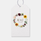 ヒマワリとバラブルゴーニュブライダルシャワーの恩恵 ギフトタグ (裏面)