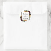 ヒマワリとバラブルゴーニュ赤ネイビー結婚ブルー ラウンドシール (バッグ)