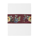 ヒマワリとバラブルゴーニュ赤ネイビー結婚ブルー 招待状ベリーバンド (裏面例)