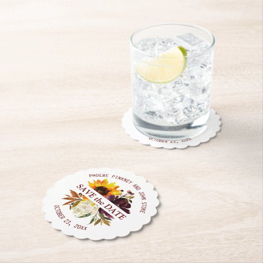 ヒマワリとバラ日付の保存 ペーパーコースター (インサイチュ)