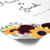 ヒマワリとバラ素朴の結婚歓迎ポスター ポスター (角)