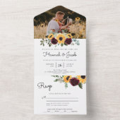 ヒマワリとバラ素朴写真 オールインワン招待状 (内側)