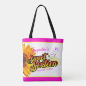 ヒマワリとバルーン白いSweet sixteen トートバッグ (裏面)