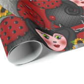 ヒマワリとヒマワリ – 対角 – 赤 –  ラッピングペーパー (ロールコーナー)