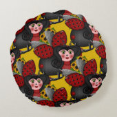 ヒマワリとヒマワリ – 対角 – 黄色–1- ラウンドクッション (裏面)