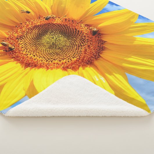 ヒマワリとビーズシェルパ毛布 シェルパブランケット (3/4)