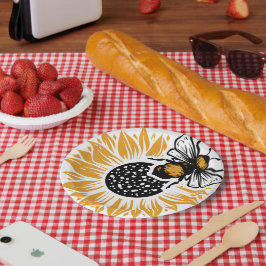 ヒマワリとビー ペーパープレート