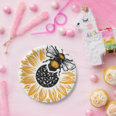 ヒマワリとビー ペーパープレート (パーティー)