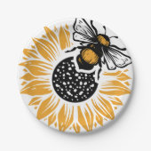 ヒマワリとビー ペーパープレート (正面)