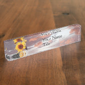 ヒマワリとピンクの夏の夕日 デスクネームプレート (側面)