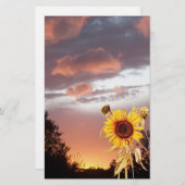 ヒマワリとピンクの夏の夕日 便箋 (正面/裏面)