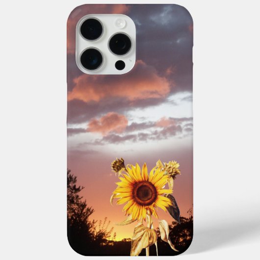 ヒマワリとピンクの夏の夕日 Case-Mate iPhoneケース (裏面)