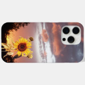 ヒマワリとピンクの夏の夕日 Case-Mate iPhoneケース (裏面 (横))