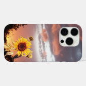ヒマワリとピンクの夏の夕日 Case-Mate iPhoneケース (裏面 (横))