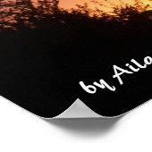 ヒマワリとピンクの夏の夕焼け ポスター (角)