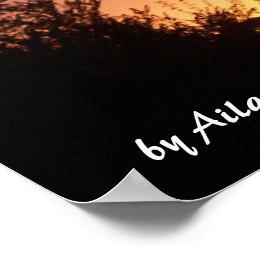 ヒマワリとピンクの夏の夕焼け ポスター (角)