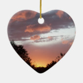 ヒマワリとピンクの夏の日没ハート セラミックオーナメント (裏面)