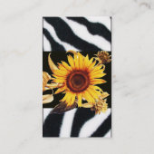 ヒマワリとピンクの白黒ゼブラファー 名刺 (裏面)