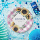 ヒマワリとピンクタータンチェックI do BBQ紙プレート ペーパープレート (パーティー)