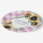 ヒマワリとピンクタータンチェックI do BBQ紙プレート ペーパープレート (アングル)