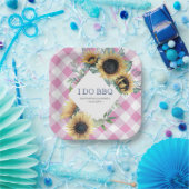 ヒマワリとピンクタータンチェックI do BBQ紙プレート ペーパープレート (パーティー)