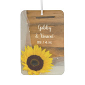 ヒマワリとブライダルベールの国の結婚式の好意 カーエアーフレッシュナー (正面)